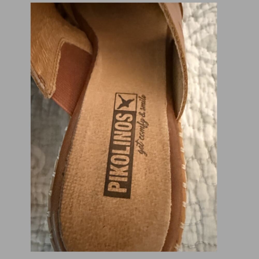 Pikolinos Brown Leather Heeled Mule Slide Sandal Women Size 8 / EU 39 - Picture 4 of 6